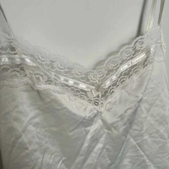Vintage White Lace nylon Cami Top Cottagecore Fairycore glam coquette M - Picture 4 of 6